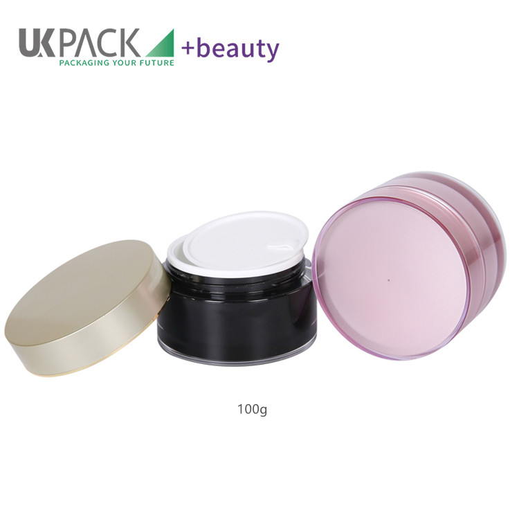 100g Luxury Acrylic Cream Jar for facial hair body skin care pink black packaging UKC03