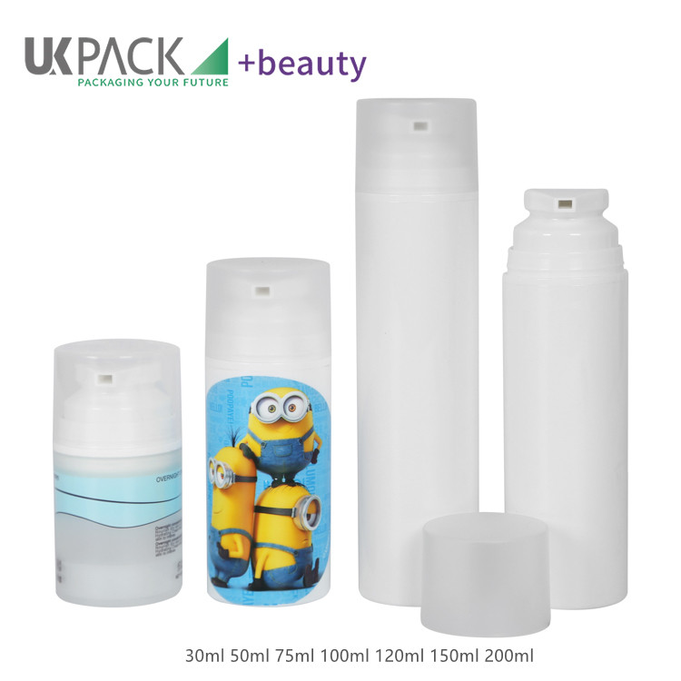 Plastic PP White Airless Pump Bottle Mens cosmetics packaging UKA19-B