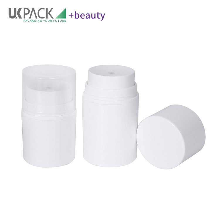 PP airless bottle with central hole outlet design sustainable airless dispenser