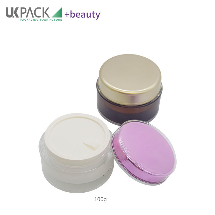 100G acrylic jars with airtight lids large cosmetic container for creams and lotions UKC37