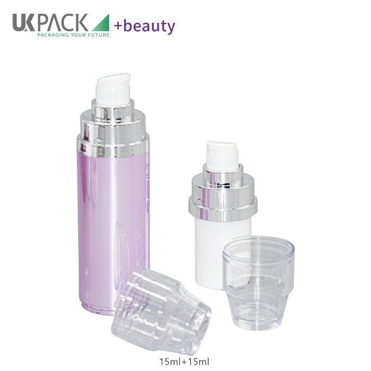 Double-Ended 15ml*2 empty airless pump bottles for cosmetics eye creams UKA60