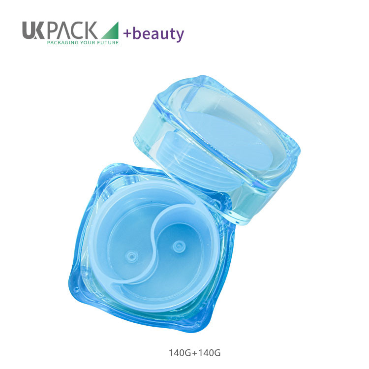 Dual chamber Double wall Acrylic Cream Jars for facial scrub cream Tai Ji 280g UKC43