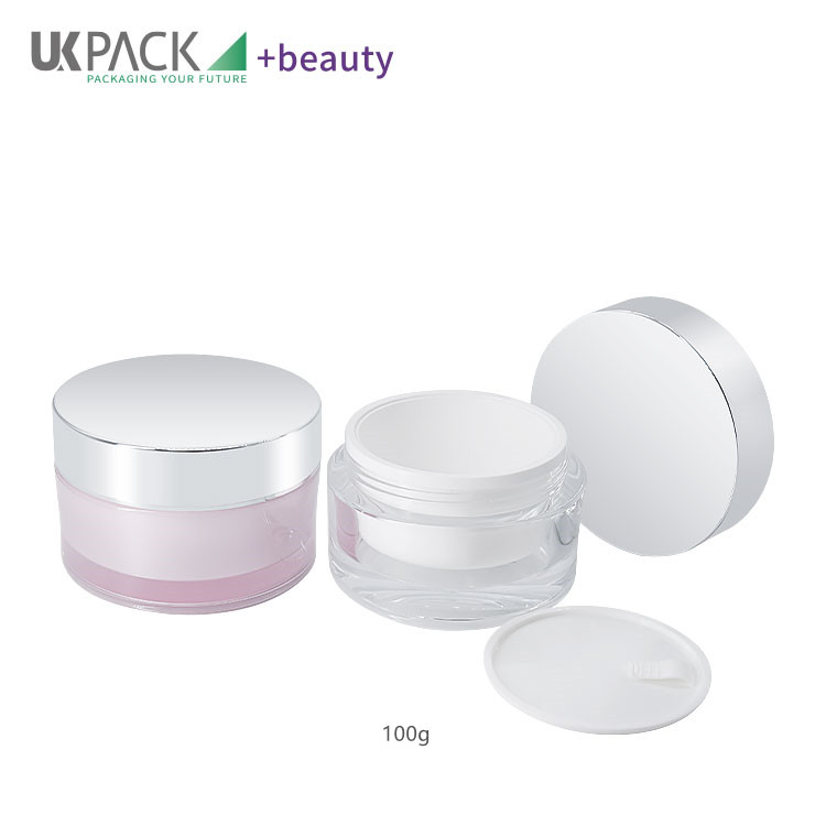 100ml frosted acrylic plastic jars wholesale reusable cosmetic containers for creams UKC03