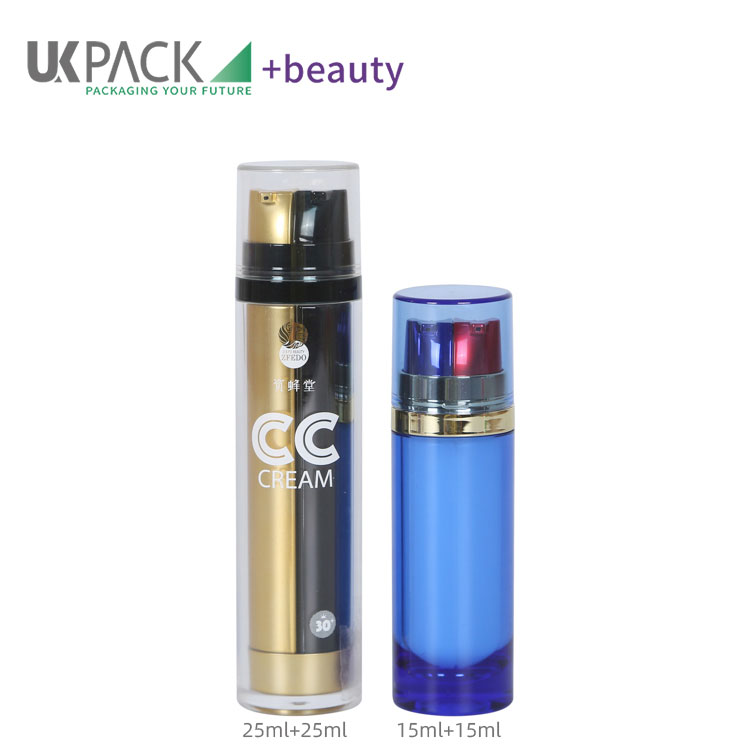 dual-chamber lotion pump bottles for cc cream foundation makeup packaging 15ml 25ml UKL07