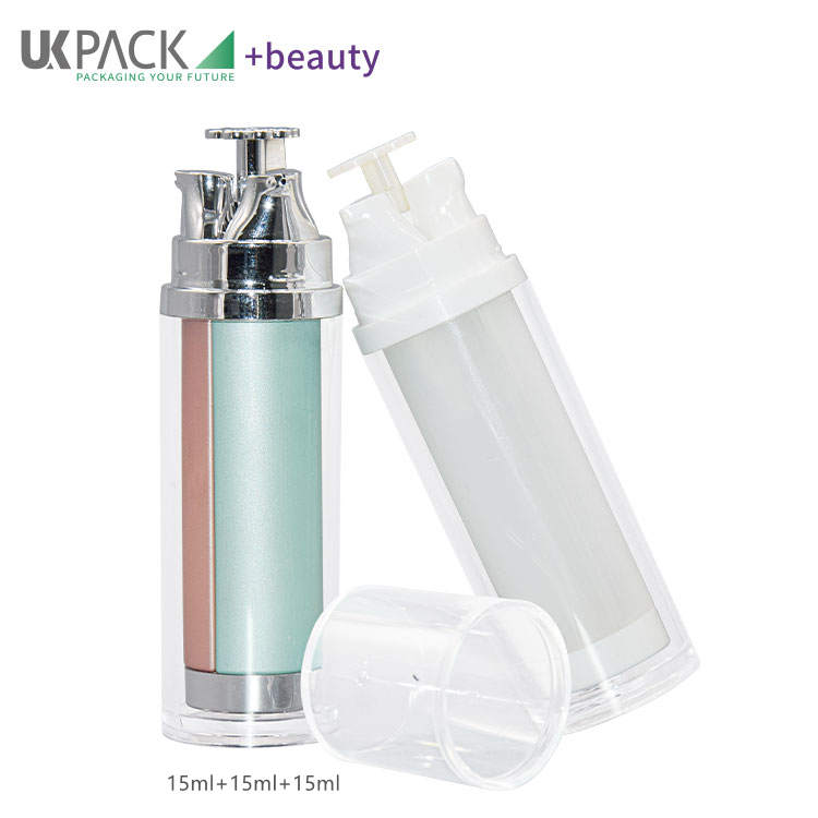lotion and sprayer pump bottle 15ml*3 3in1 Packaging for Moisturiser Creams Serums UKL11