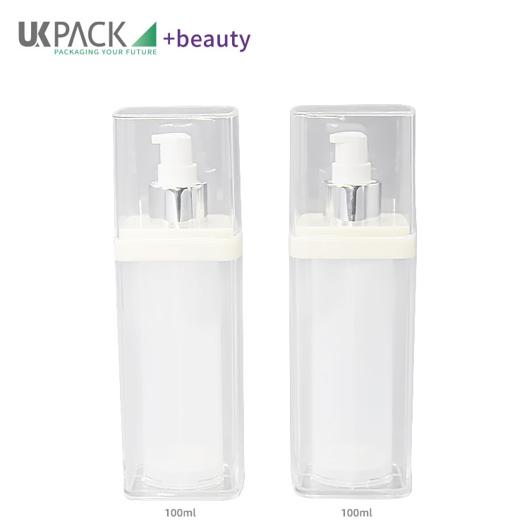 Square PP Airless Pump Bottles for hair products Cosmetics 100ml supplier UKA51