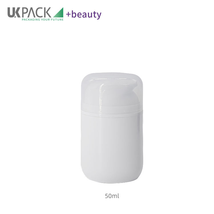 Oval Flat airless lotion pump container PP for sunscreen creams lotions 50ml UKL09