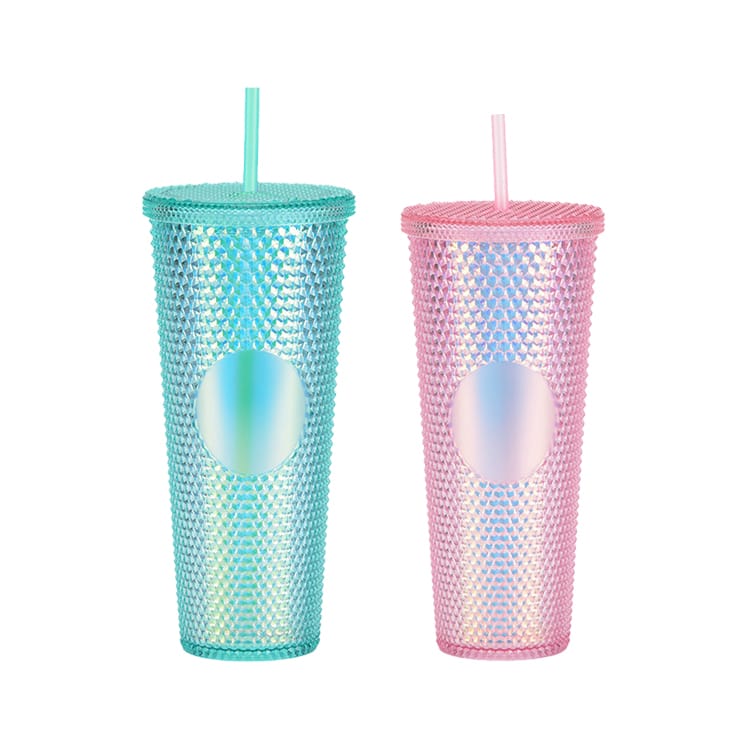 24oz double wall blank bling rhinestone tumbler plastic tumbler grid tumbler cups