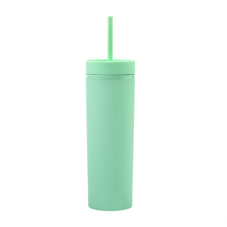  16oz Reusable Plastic Cup Round Plastic Water Bottles With Straw And Lids