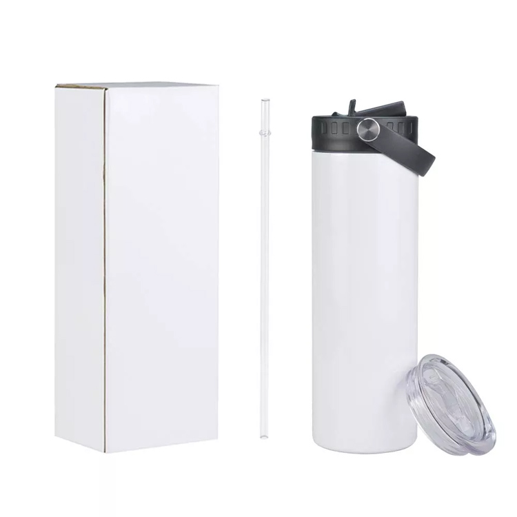 20 ozstraw lid sports lid vacuum insulated reusable cup white sublimation blank