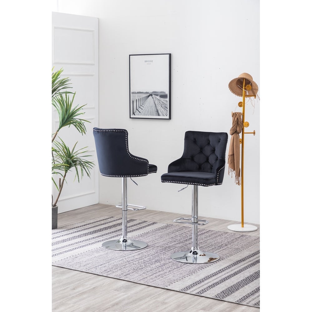 Luxurious Velvet and Stainless Steel Bar Stool for a Premium Dining Experience