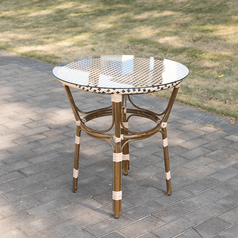 Customized outdoor PE rattan table, balcony, garden aluminum table 