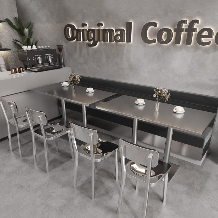 wholesale custom commercial coffee shop dining restaurant bar metal furniture sets