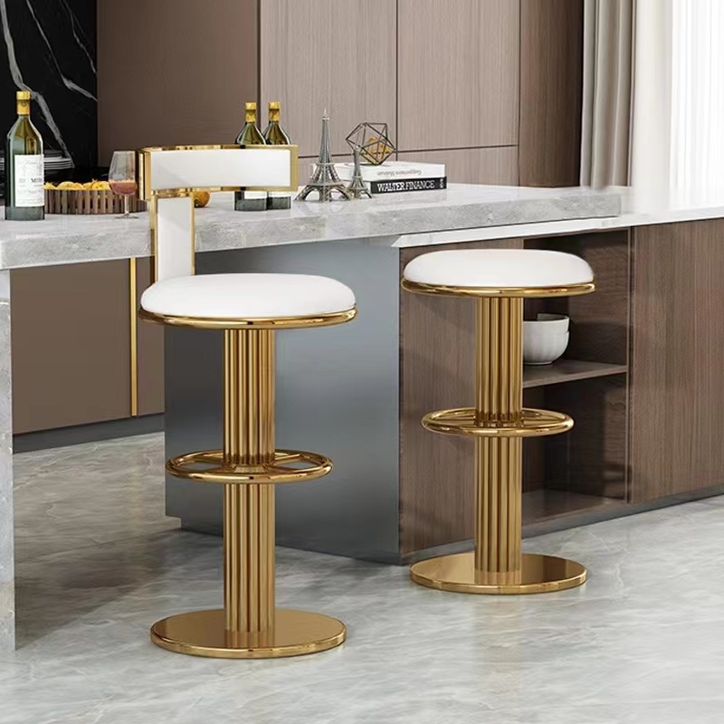 Modern Gold Frame Chromed Luxury Gold Bar Stool High Chair For Bar Furniture