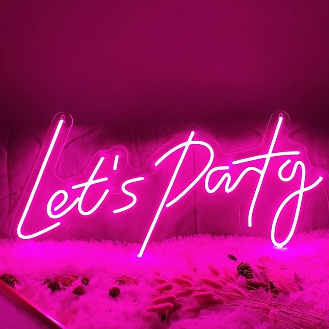 Custom RGB Neon Sign Color Changing Neon Sign Led Neon Light Custom Neon Wall Art Let's Party Neon Sign Bedroom Neon Sign Wedding Neon 