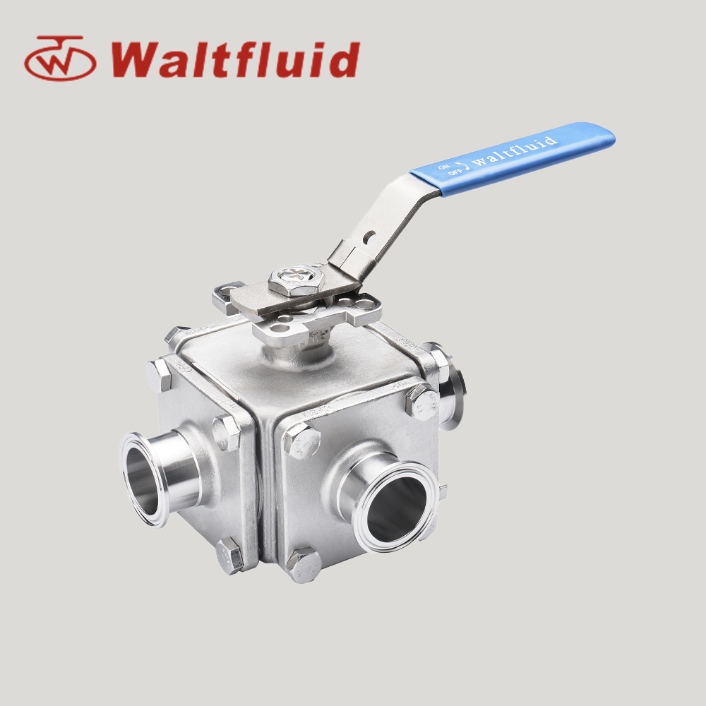3-Way Stainless Steel Ball Valve Full Port,Clamp ENd,1000WOG, ISO5211-Direct Mount Pad