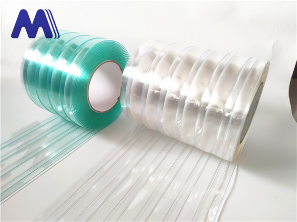  double ribbed transparent  PVC strip curtain double ribbed door curtains roll 