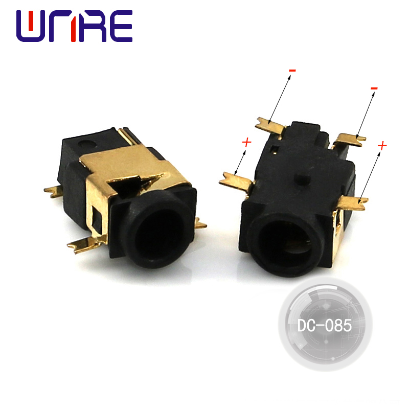 DC085 Copper and gold black power socket
