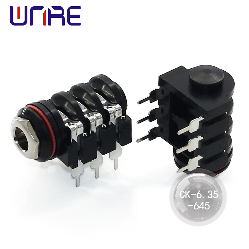 CK-6.35-645 Headphone socket widely used for speaker connection, black, 6-pin