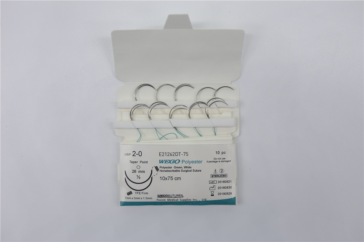 Sterile Multifilament Non-Absoroable Polyester Sutures With or Without Needle WEGO-Polyester01