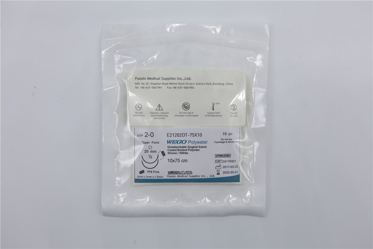 Sterile Multifilament Non-Absoroable Polyester Sutures With or Without Needle WEGO-Polyester02