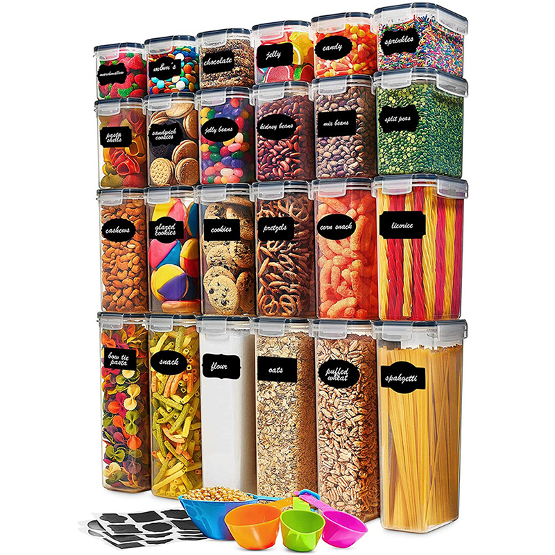 Hot Selling 24 Pack Plastic BPA Free Airtight Dry Cereal Airtight Food Storage Container Set