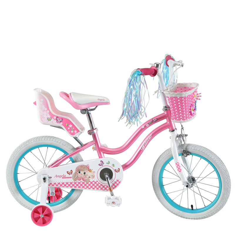 16 Inch pink girl bike with basket and doll carrier/23WN015-16''