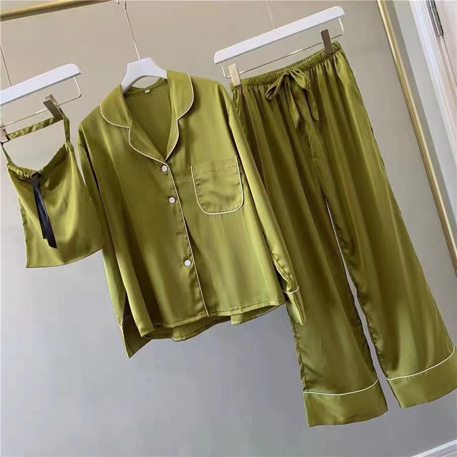 ladies long sleeve custom pajamas with logo adult luxury satin polyester women sleepwear