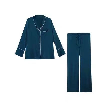 Silk Pajamas Pajamas Size Loose Long  Sleeve long pant Silk Nightwear Pajamas Sets