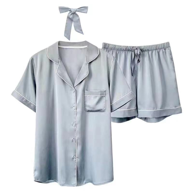 Short soft custom color size poly satin pajamas 