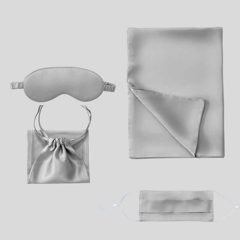 Gift package poly satin pillow case with eye mask set 