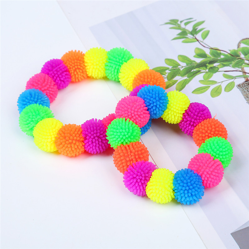 Colorfull fluffy bracelets puffer ball sensory toy