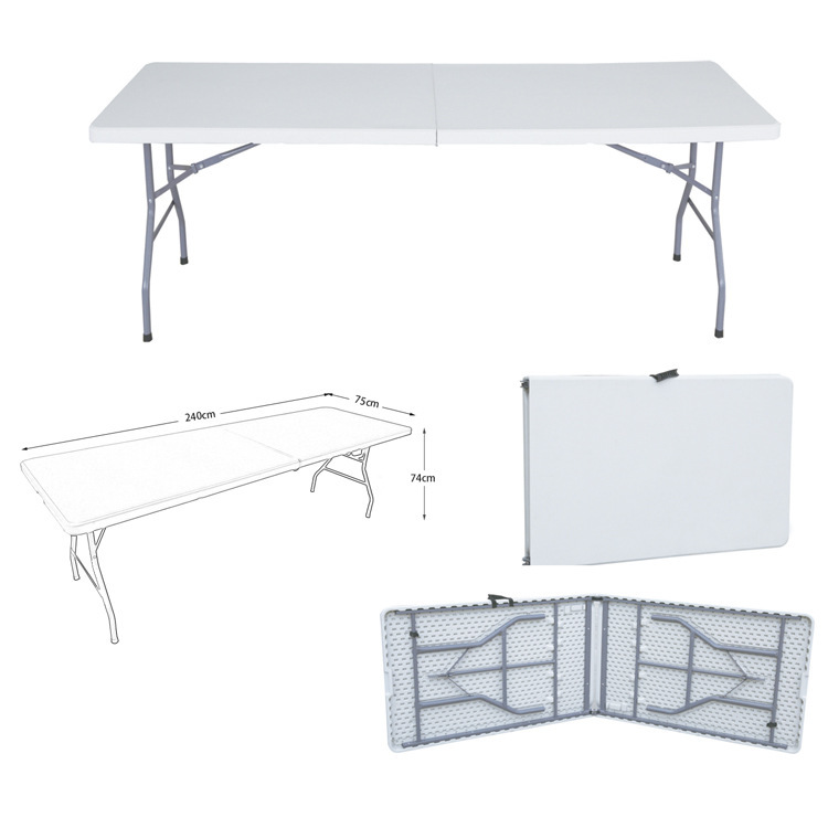 8ft White Outdoor Half Folding Portable Picnic Folding Table