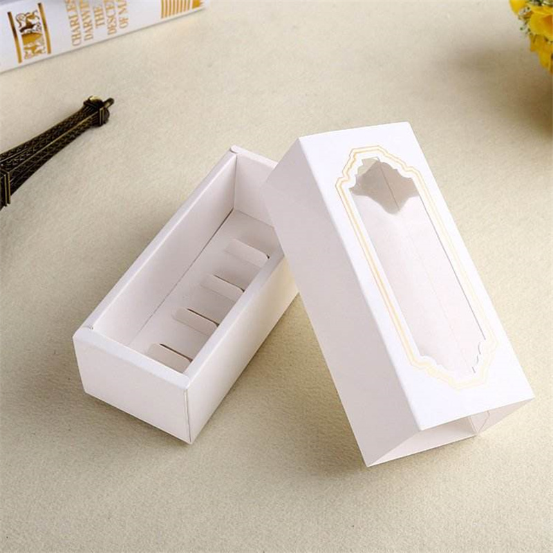 Custom Cutie White Card Paper Macaron Drawer Boxes Paper Gift Boxes for Cake Shop