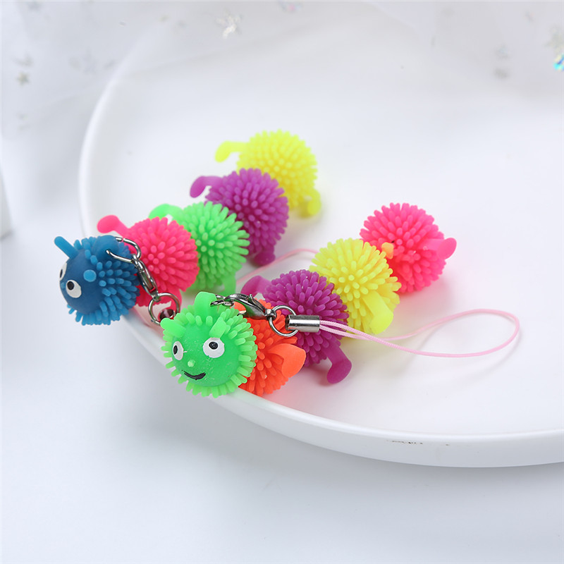 Caterpillar Keychain puffer ball sensory toy