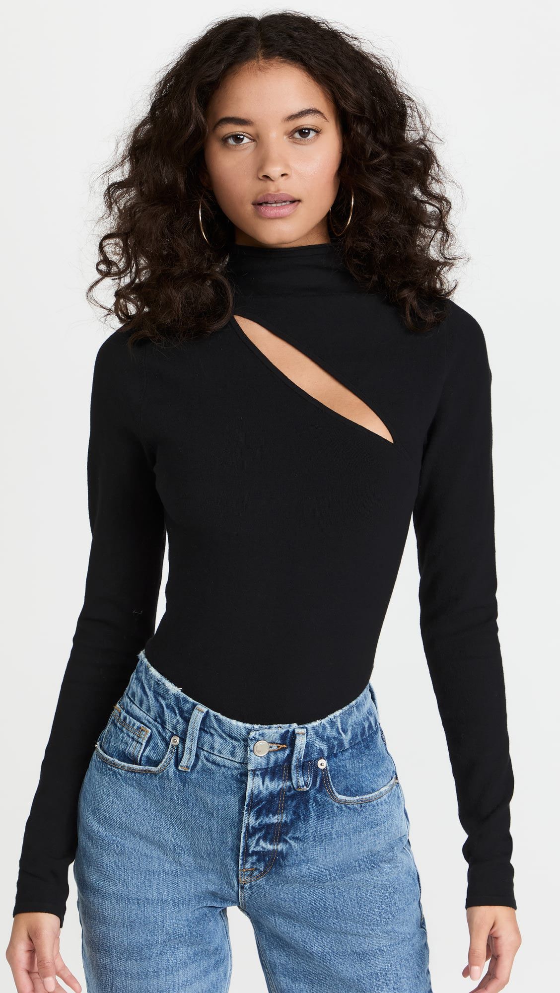 Factory made Sweater high neck hollow out slim sexy top