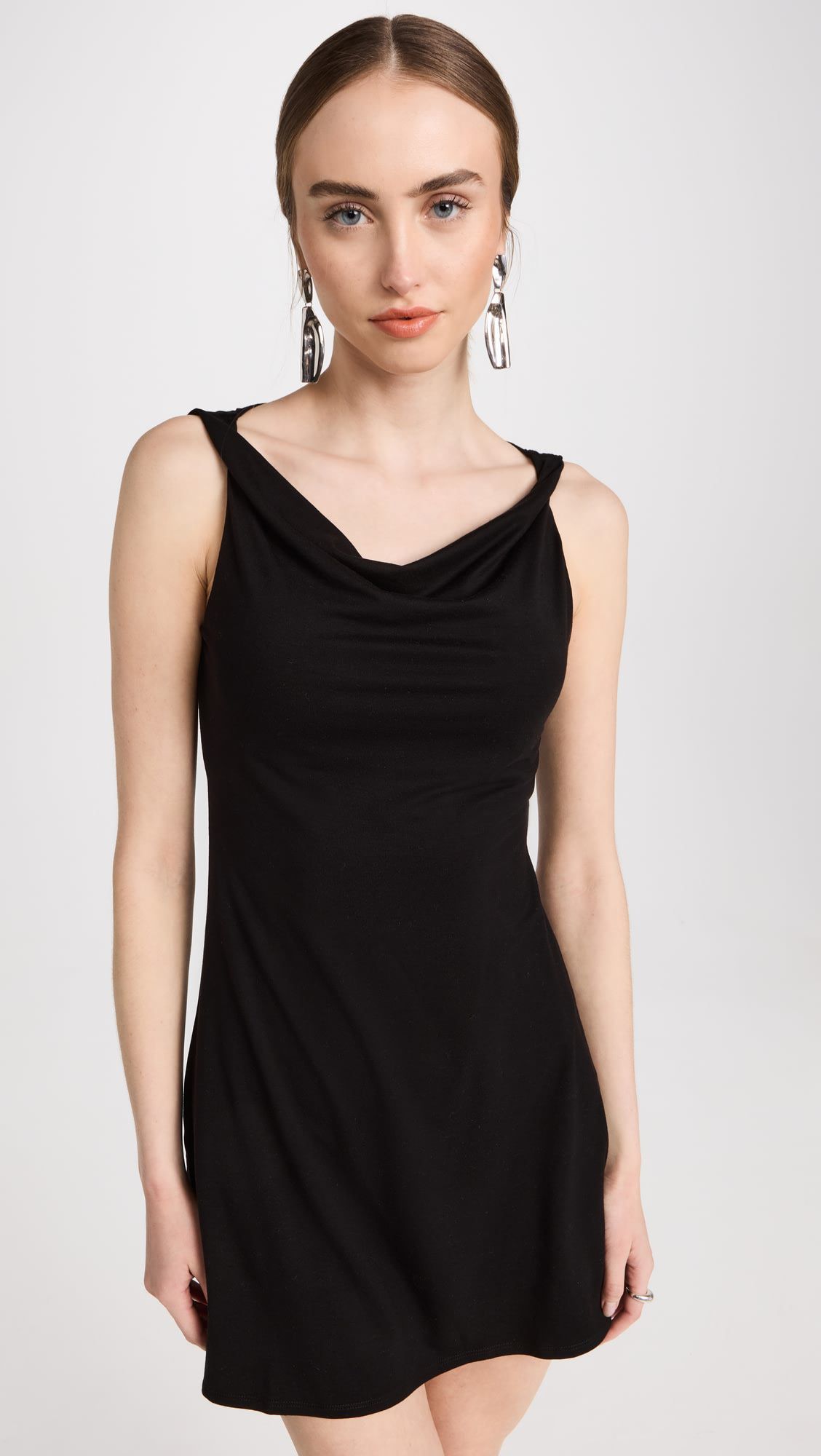 ODM Elegant black halter dress with plunging collar
