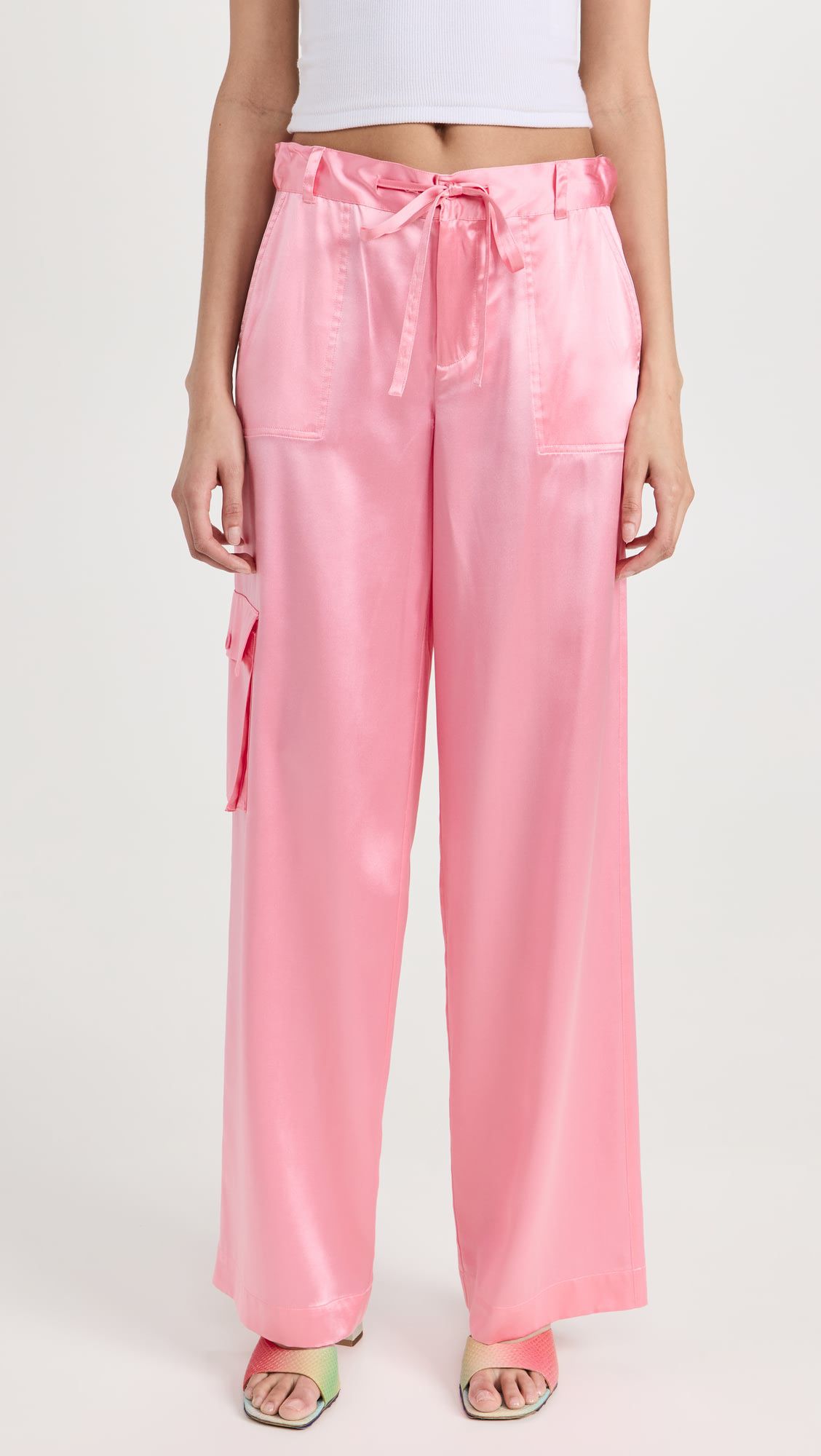 Made in China casual formal fashion pink satin loose pants