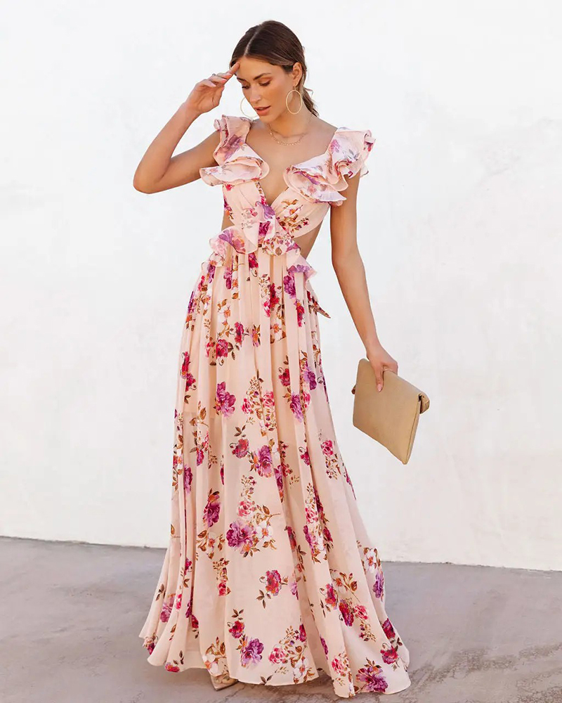 Lady custom roman elegant pink chiffon sleeveless dresses