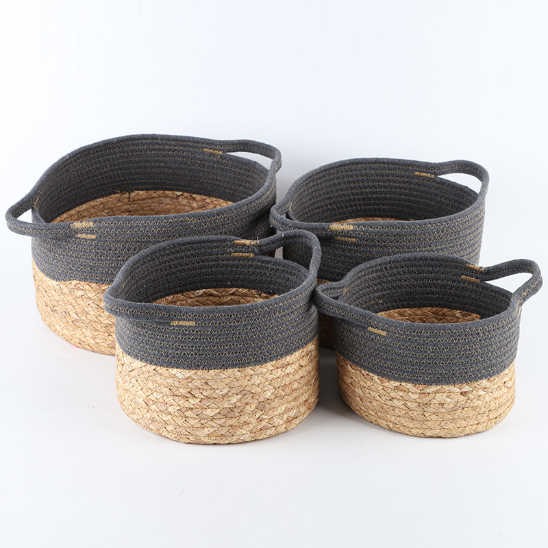 Seagrass Baskets,Natural Straw Woven Storage Basket, Home Organisation Basket with Handles, set of 4