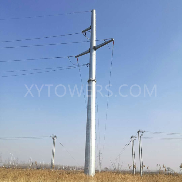 330kV Galvanized Steel Single Pipe Transmission Tower