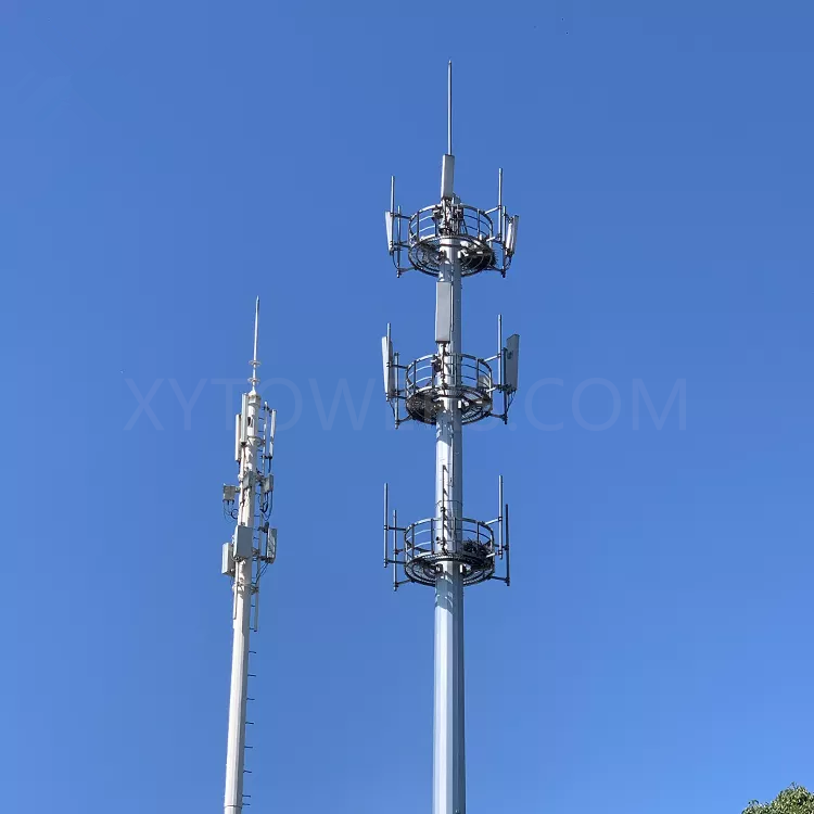 Galvanized Gsm Antenna Telecommunication/Communication Monopole Tower