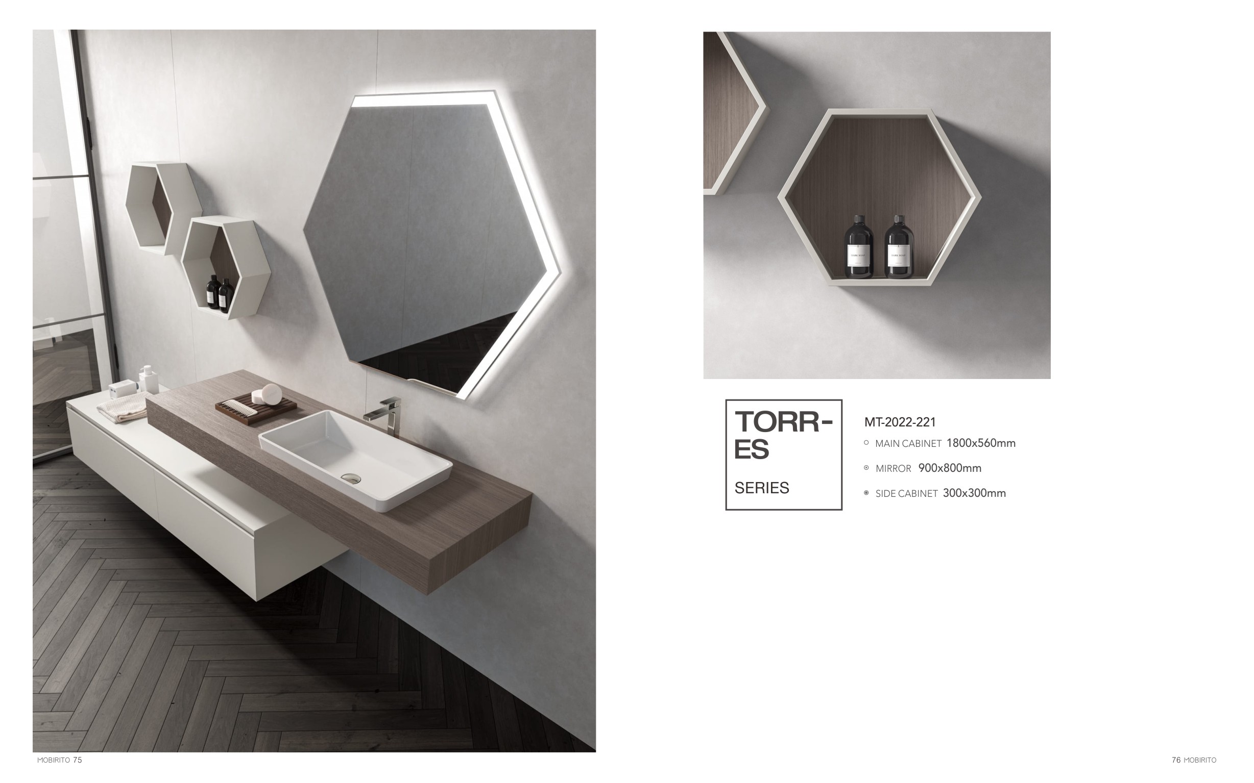 Bathroom Cabinet with hexagonal side cabinet MT2022-221