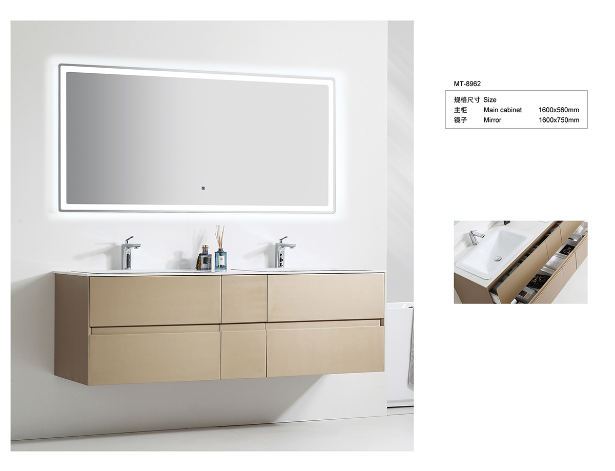 Brown Bathroom Cabinets with Double Basin MT-8962