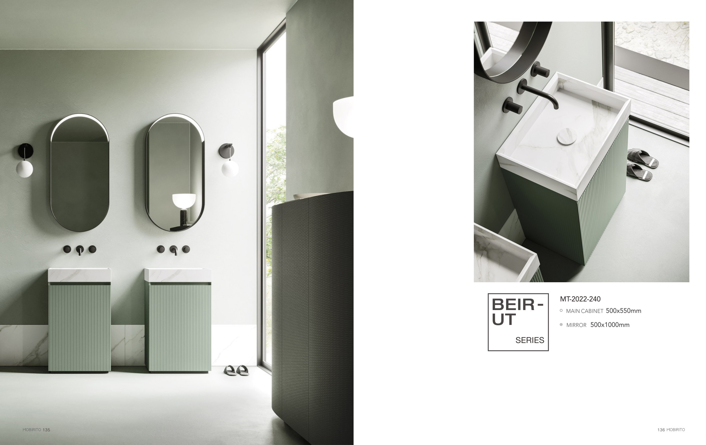 Simple freestanding Bathroom Cabinet in light green MT2022-240