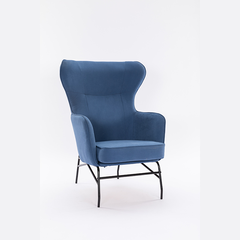  YH-50120  Wingback blue Fabric Armchair with  Metal Legs for Living room 