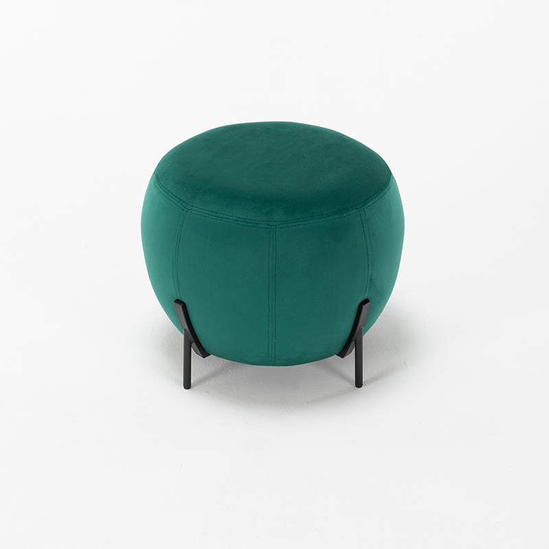  YH-60030 wholesale modern chic green velvet  low metal legs stool ottoman