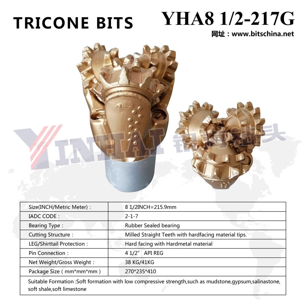 Milled/Steel Tricone Bit 8 1/2 Inch 216mm IADC117/217/317 for Water Well Drilling