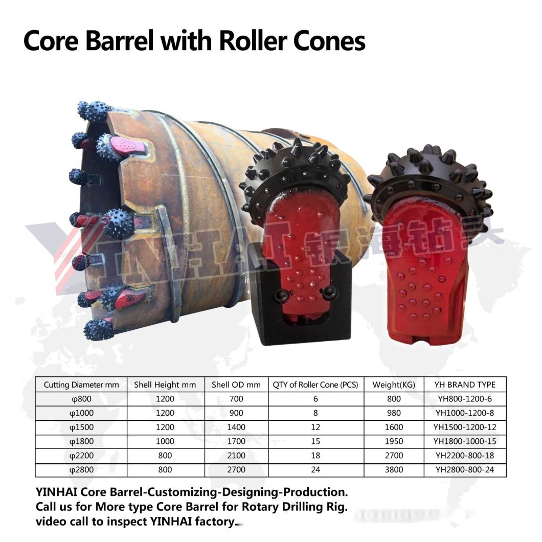 Core Barrel/Rock Bucket with Tri-Cone Roller Drill Bit for Rotary Drilling Rigs