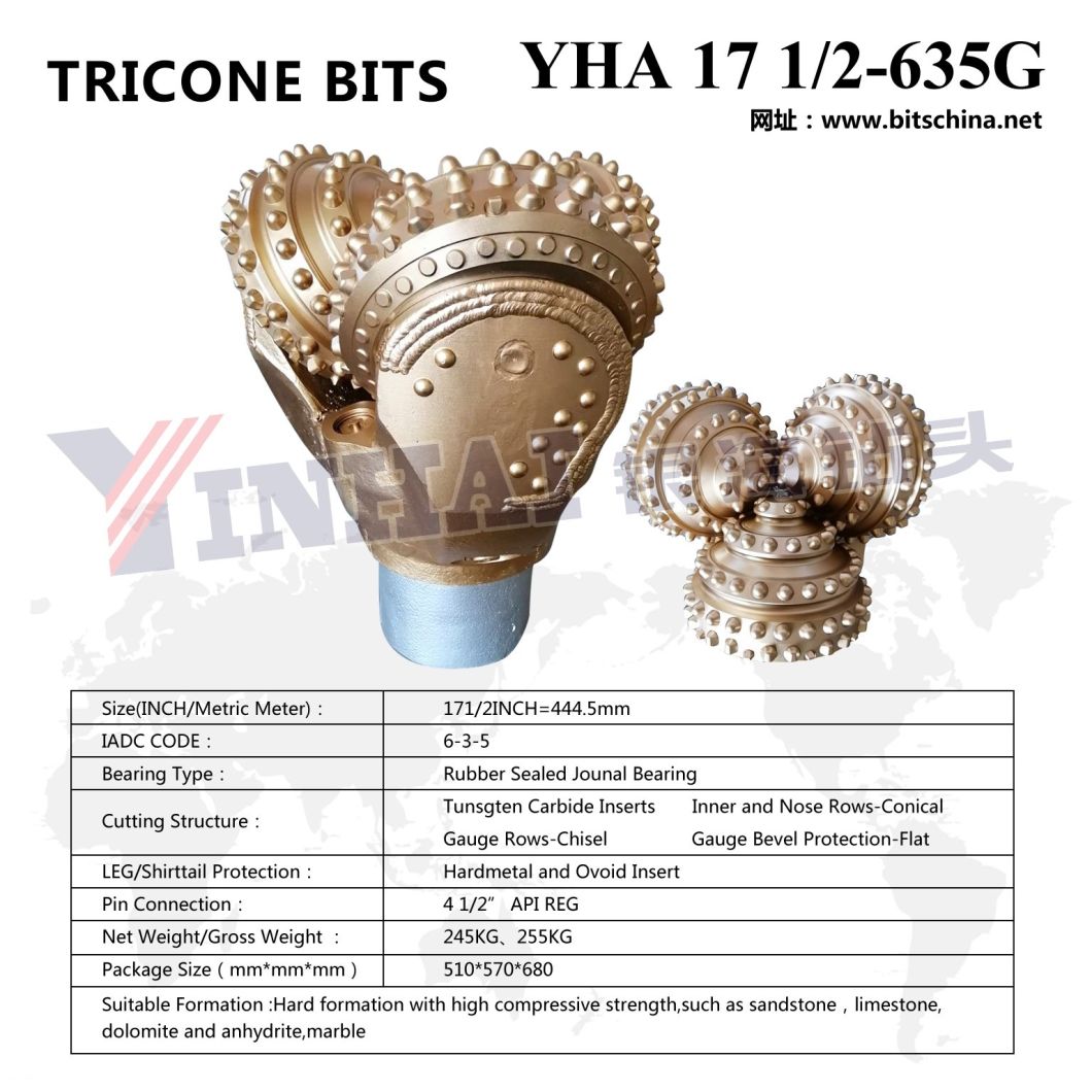 API Tricone Bit 17 1/2" IADC635 Rock Drill Bit for Water/Oil/Gas Well Drilling